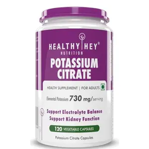 HealthyHey Nutrition Potassium Citrate 730mg - Vegetable Capsules 120 Count (Pack of 1)