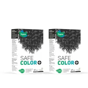 Vegetal Safe Color Hair Color for Unisex 100g - Soft Black (Pack of 2)