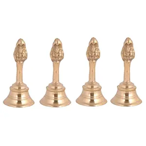 Shiv Shakti ArtsÂ® Pure Brass Garud Ghanti | Brass Ghanti|Brass Bell Ghanti for Pooja| Height-4 Inch (Set of 4)