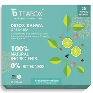Onlyleaf Detox Kahwa Green Tea Made with 100% Natural Ingredients 27 Tea Bags (25 Tea Bags + 2 Free Samples) Aids Digestion & Remedy for Cold
