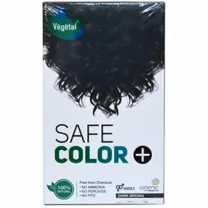 Vegetal Safe Hair Color - Dark Brown 50gm Certified Organic Chemical and Allergy Free Bio Natural Hair Color with No Ammonia Formula for Men and Women