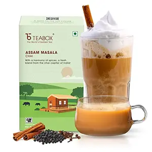 Teabox Assam Masala Chai 250 Grams | Strong Assam CTC Tea enriched with Cardamom Cinnamon Clove Ginger and Black Pepper