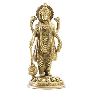 Mohan Jodero Brass Lord Vishnu Laxmi Narayan Statue H-7 in W- 750 grams Golden Standard