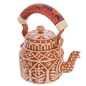Kaushalam Handmade Tea Kettle Indian Artistic Kettle Ethnic Kettle For Decoration Quirky Gift 750 ml