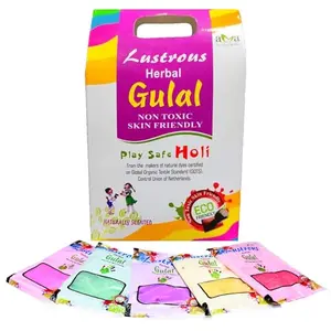 Vegetal Lustrous Natural Holi Colors Herbal Gulal; 400gm Red Pink Green Yellow Blue Pack of 5 (5X80gm)