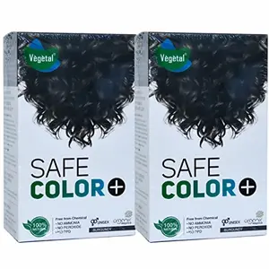 Vegetal Safe Color - Natural Hair Colour - (No PPD No Ammonia No Peroxide) (100g. X 2 Burgundy) Pack of 2