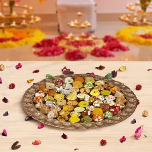 Sanvastar 56 Bhog Thali for offering Sweets to Diety thali for Pooja thali (14 Inch)