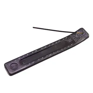 MARBLE INLAY ART AGRA - PACCHIKARI Handcrafted Black Marble Soapstone Strip Agarbaati Candle Stand Incense Holder(Rectangular)