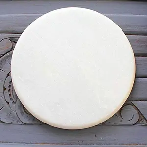 AGRA SOFT STONE CARVING PRODUCTS Marble Ring Base Rolling Pin Board Roti Maker Chakla (9 INCH WHITE)