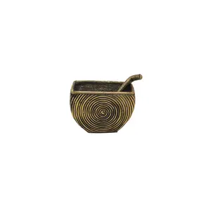 DHOKRA CRAFT Dhokra Crafted Handcrafted Bell Metal Decorative Sugar Pot 68BMAMDSGRPOT