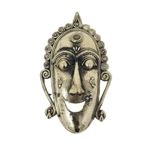 DHOKRA CRAFT GIS Bastar Dhokra Craft Handcrafted Bell Metal Decorative Tribal Mask Wall Dcor BMMASK22_10