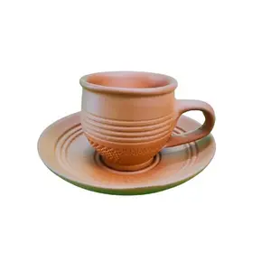 DHOKRA CRAFT Terracotta Clay Cup Set Cup Plate Set