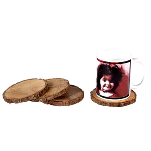 DHOKRA CRAFT Handmade Natural Wooden Tree Bark Coaster Set of 4 for Drinks Tea Coffee - 4.25 inches