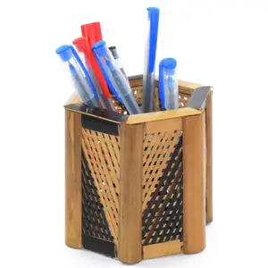 CANE & BAMBOO CRAFTS Natural Golden Bamboo pencil holder. Stylish Collection for Office Drawing Room Gallery Etc. 100% Natural Bamboo Eco-Friendly and Bio-Degradable. (Model-MBPH-001-006)