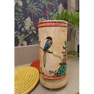 PALM LEAF -PATTACHITRA PAINTINGS Handicraft Leather lamp- bird multicolor