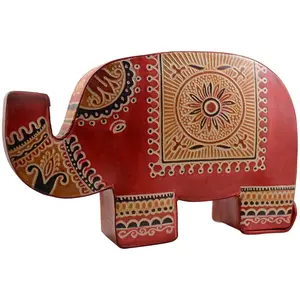 Leather Elephant Shaped Piggy Coin Bank (L 8.25 x W 1.75 x H 5.25 inches)