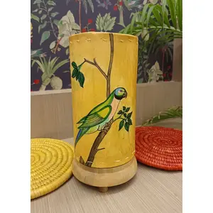 PALM LEAF -PATTACHITRA PAINTINGS Handicraft Leather lamp- parrot