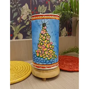 PALM LEAF -PATTACHITRA PAINTINGS Handicraft Leather Hand-Painted lamp- Christmas Tree