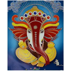 PAPIER MACHE MASK OF GODS - Lord Ganesa Glittering Poster Unframed (8 x 11 in)