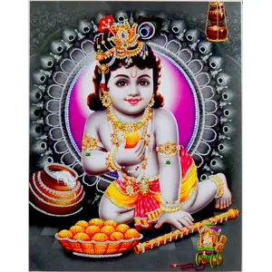 Lord Krishna as a Child Makhan Chor (8in x 11in)