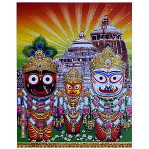 Treandy Shoppe - Jagannath Balaram Subhadra Glittering Poster Unframed (9 x 11 in)