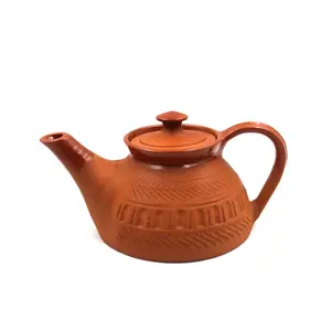 STONE WORK TERACOTTA Inside Ceramic Coated Artisan Handmade Tea/Coffee Kettle for Home USE (950 ml)