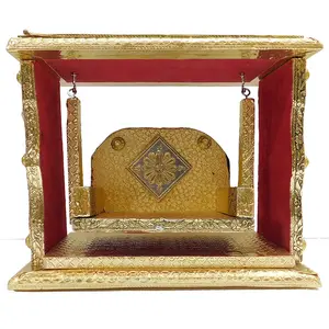 STONE WORK Jhula or Jhoola Made by Wood and Decorated by Aluminium foil with Meena Work Fine Finishing for Laddu Gopal Krishna or Bal Gopal