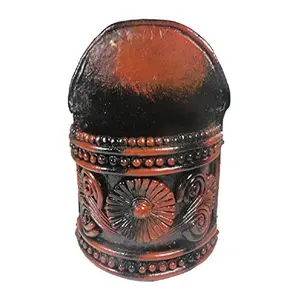 WOOD CARVING WORK Antique Looking Dark Metal Finish Handcrafted Paper-Made (Papier Mache) Unbreakable Round Pen Stand