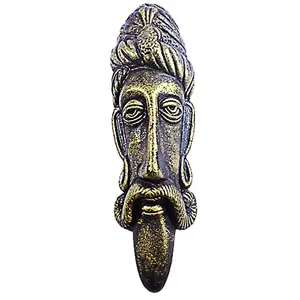 WOOD CARVING WORK Rajasthani Terracotta Mask of Folk Man with Turban and Long Moustache