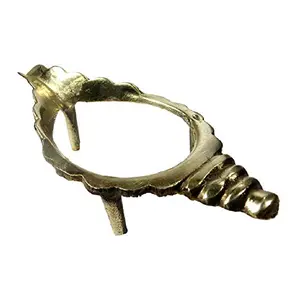 WOOD CARVING WORK Brass Handcrafted Shankh (Blowing Conch Shell) Stand (Only Stand Without Shankh)
