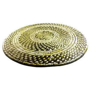 WOOD CARVING WORK SABAI Grass Hand-Woven Table MAT 01 Piece (Odia Tribal Handicraft); Beautiful Ethnic Table dcor Item for Gifting Purposes (Multi-Colour 13.5 Inch Diameter x H : 1.5 Inch X 375 Grams)