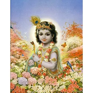 WOOD CARVING WORK KRISHNA IN THE VRINDAVAN FOREST FINE ART P (Size : 19.5 x 13.5 inches Big 34.3 x 0.3 x 49.5 Centimetres) APER PRINT POSTER