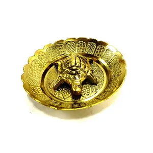 WOOD CARVING WORK Beautiful Brass Handmade Vastu and Feng Shui Tortoise Turtle Kachhua with Bowl for Puja and for Good Luck
