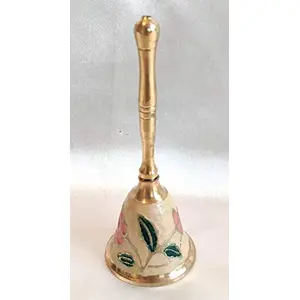 BRASS CRAFTS metal Decorative Hand-held Hindu Puja Colored Bell (L*B*H - 5 * 5 * 11.5CM) Made in India