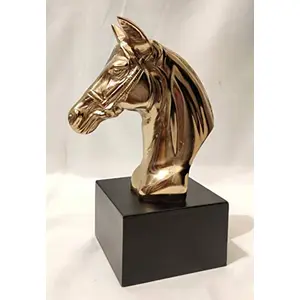 BRASS CRAFTS Brass: Metal Horse Head(L*B*H - 18 * 7.3 * 20 CM) Vastu/Feng Shui Horse Statue for Victory Fame Success Positive Energy/Animal Figure/Showpiece/Home Decor & Gifting/Made in India