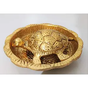 BRASS CRAFTS Aluminum Tortoise Plate Golden Vaastu Golden(L*B*H - 10cm*10cm*2.5cm) Weight : 140Gram; Vaastu Piece/Gifting/Showpiece/Temple/Home Use/Office/Gifting; Made in India
