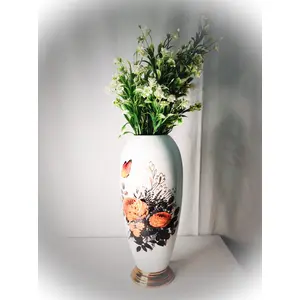 BRASS CRAFTS Handcrafted Decorative Metal Aluminum Unbreakable Vase Flower Pot Flower Vase for Home Decor Living Room bedrooms Office Decoration Meena Bottle LR