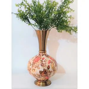 BRASS CRAFTS Handcrafted Decorative Metal Aluminum Unbreakable Surabhi Flower Pot Flower Vase for Home Decor Living Room Bedrooms Office Decoration Surabhi Vase