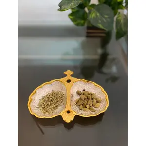 BRASS CRAFTS Brass: Decorative Plate Made of Aluminum Two Part Tray(L*B*H - 17 * 14 * 2 CM) Decorative Plates Silver Plated Gift Items Small Decorative Plates Gift Box Made in India