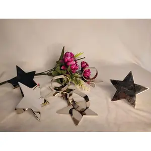 BRASS CRAFTS Stainless Steel Star Shap Nickle Finishing Napkin Rings/Napkin Holder Buckle | for Wedding Party Weddings Family Gathering Dinner Table Decor Office Restaurant | Set of 6