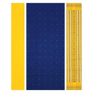 SAMBALPURI BANDHA CRAFT Sambalpuri bomkai cotton dress material set(Mini buti design in blue color base)