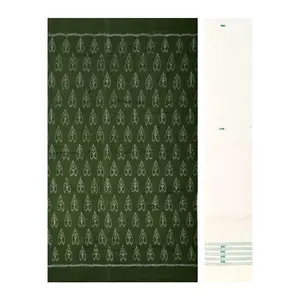 SAMBALPURI BANDHA CRAFT Sambalpuri cotton dress material set(Heart shape design in mehendi green color base)