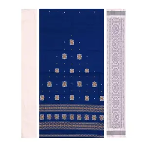 SAMBALPURI BANDHA CRAFT Sambalpuri bomkai cotton dress material set(Traditional design in blue color base)