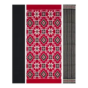 SAMBALPURI BANDHA CRAFT Sambalpuri cotton dress material set(Pasapali design in red color base)