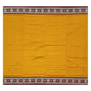 SAMBALPURI BANDHA CRAFT Sambalpuri silk saree with blouse piece(Pasapalli boardr and mini buti design body in yellow and maroon colors combination)