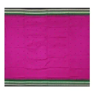 SAMBALPURI BANDHA CRAFT Sambalpuri bomkai silk saree with blouse piece(Traditional buti design in Deep pink color base)