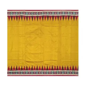 SAMBALPURI BANDHA CRAFT sambalpuri silk saree with blouse piece(Traditional buti and pasapalli boarder design. Golden yellow color base)