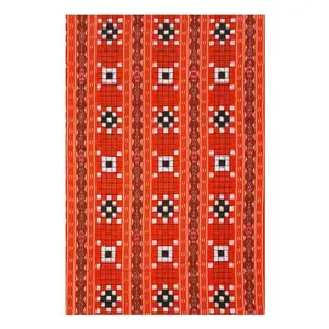 SAMBALPURI BANDHA CRAFT sambalpuri cotton dress material(2.5 mtr Pasapali design orange black and white colors combination)