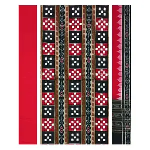 Sambalpuri cotton dress material set(Pasapali design in black red and white colors combination)