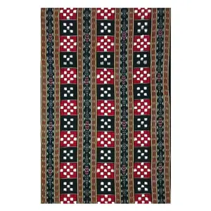 Sambalpuri cotton kurti/kurta/shirt material(2.5 mtr Pasapali design in black red and white colors combination)